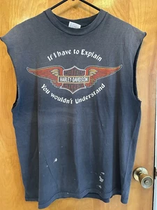 Vintage Harley Davidson Shirt Mens XL Black 80S Biker Motorcycle Eagle Tee 1980s - Picture 1 of 12