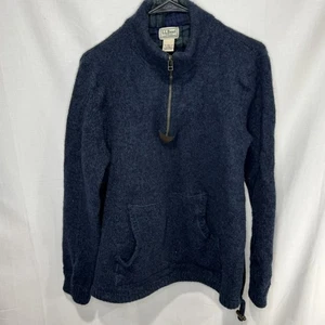 L.L. Bean Sweater Mens Size XL Navy Quarter Zip Pullover Lambswool Classic Warm - Picture 1 of 3