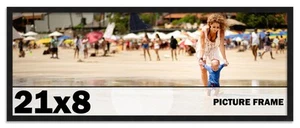 21x8 Frame Black Picture Frame Complete Modern Photo Frame UV Acrylic, Acid Free - Picture 1 of 6