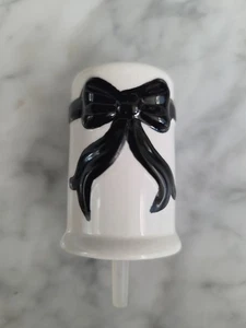 Rare Nora Fleming Mini Toothpick Holder White with Black Bow Retired HTF - Picture 1 of 5