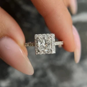 1.30 CT Princess 14K White Gold IGI Certified Lab Grown Engagement Diamond Ring - Picture 1 of 12