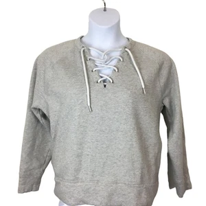 Zella Sweatshirt Women Size Medium Nordstrom Lace Up Gray Pockets Easy Care Cozy - Picture 1 of 12