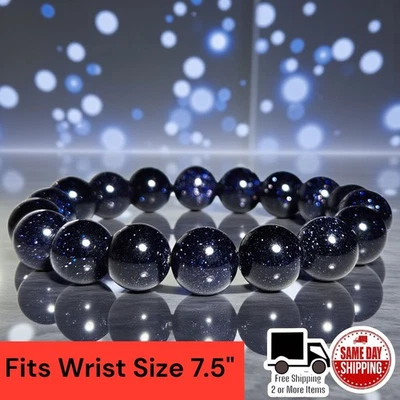 Pulseira de cura elástica de cristal Blue Goldstone A++ 10mm 7,5" - Imagem 1 de 3
