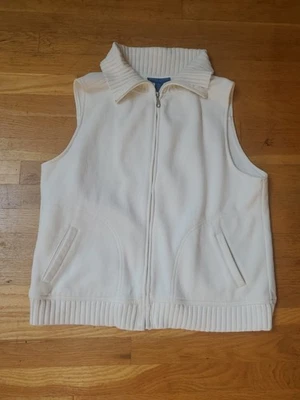 Karen Scott Chaleco Chaqueta Mujer XL Blanco Cuello Acanalado Bolsillos con Cremallera Completa Foto 1 de 4