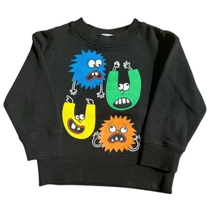 Stella McCartney Kids | Black Statement Sweatshirt Monster Crew Cotton Size 2Y - Picture 1 of 7
