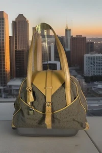 Vintage Authentic YSL Saint Laurent Travel Bag Leather Canvas Lock N Key EUC - Picture 1 of 22