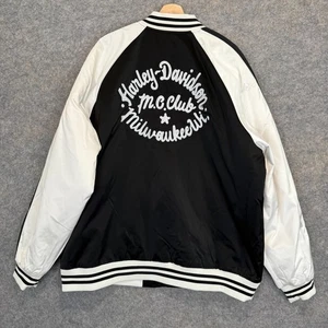 Harley Davidson Milwaukie Varsity Jacket Mens 2XL Satin Letterman MC Bomber Rare - Picture 1 of 16
