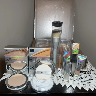 5 Pc IT Cosmetics Your Skin Better Medium CC Cream, Eye, Powder, Brush Lipstick - Image 1 of 4