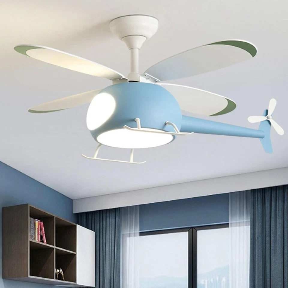 42 inch Children's Bedroom Helicopter Model Ceiling Fan with LightsRemote Con... - Image 1 of 4