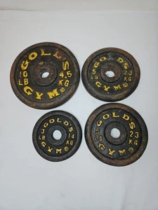 (4) 10, 2x-5lb, 3 lbs Weight Plates Vintage Gold’s Gym 1” Barbell 23 lbs Total - Picture 1 of 10