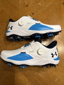 Men’s Under Armour Drive Pro BOA Wide UA White Blue Golf Shoes 3027088-100 Sz 9 - Picture 1 of 6