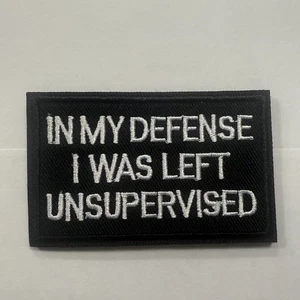 Aufnäher lustig zu meiner Verteidigung Ich wurde unbeaufsichtigt Hook Loop Taschen Ops Biker - Bild 1 von 4
