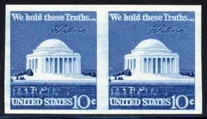 United States 1973 Jefferson Scott# 1520b Scarce Imperforate Pair Mint XF OG NH - Picture 1 of 2