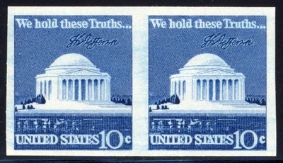 United States 1973 Jefferson Scott# 1520b Scarce Imperforate Pair Mint XF OG NH - Image 1 of 2