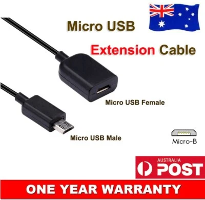 Micro USB Male to Female Extension Cable Data Sync Power Charging 2M 1M Short AU - image 1 of 4