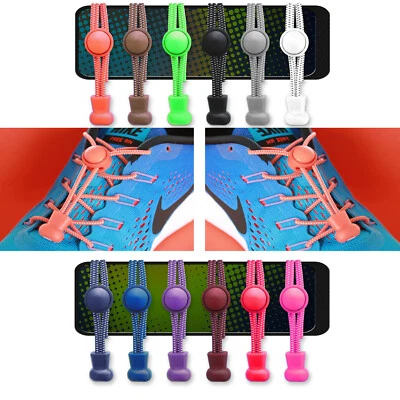 No Tie Elastic Lock Lace System Lock Shoe Laces Shoelaces Runners Kids Adults - Image 1 of 4