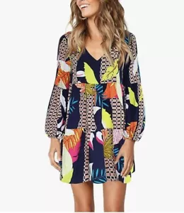 Summer Tunic Dress V Neck Casual Loose Flowy Swing Shift Dress - Picture 1 of 7