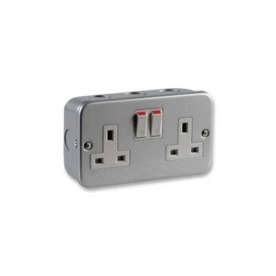 PRO ELEC - 9498SMB - METALCLAD 2 GANG SWITCHED SOCKET - Image 1 of 2
