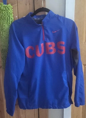Chicago Cubs Sweatshirt Men Small Blue Nike Quarter Zip Baseball Sweater * Cover