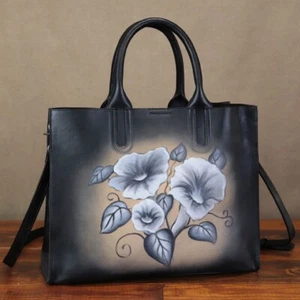 Genuine Leather Purses and Handbags for Women Hand painted Shoulder Bag Tote Bag - Picture 1 of 9