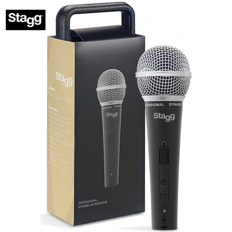 Stagg SDM50 SM58 STYLE Professional Dynamic VOCAL Microphone w Cable AND CASE - Image 1 of 1