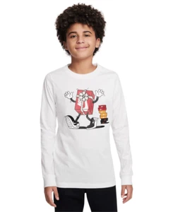 Nike Big Kids Sportswear Printed Long-Sleeve T-Shirt - White Size L - Picture 1 of 3