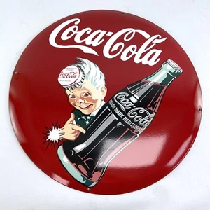 XL rundes Coca Cola Emailschild gewölbtes Emailleschild enamel sign Ø 50 cm - Picture 1 of 7