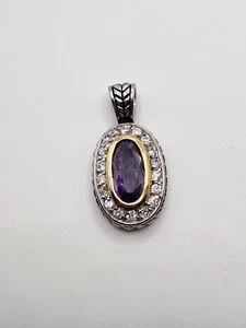 Anhänger silberfarben Strass lila Stein oval - Bild 1 von 3