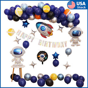 USA Space Party Astronaut Rocket Ship Balloons Banner Birthday Baby Shower Decor