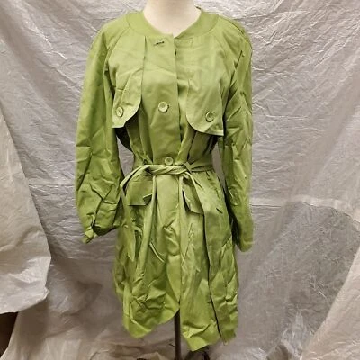 Simply Vera Vera Wang Women's 100% Cotton Green Trench Coat, Size XL - Image 1 of 4
