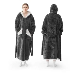 Wearable Blanket Hoodie as Gifts for Women and Men,Warm and Cozy Large Grey - Picture 1 of 8
