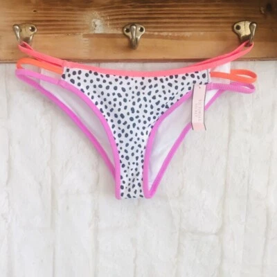 Parte inferior de bikini Victoria’s Secret con tiras descaradas XS guijarros a lunares XS nueva con etiquetas Foto 1 de 3