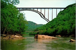 Vintage Postcard New River Gorge Steel Arch Bridge Fayetteville Fayette WV - Picture 1 of 3