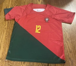 Vintage Portugal Ronaldo Jersey Size 24 #12 Red US Boys Sz - Picture 1 of 7