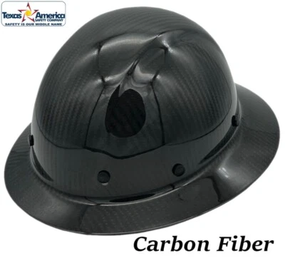 Dynamic Wolfjaw Full Brim Carbon Fiber Hard Hat 8 Pt Ratchet - Shiny Black - Image 1 of 4