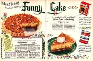 Swan's Down Cake Flour Funny Cake Recipe Pennsylvania Vintage Print Ad 1953 - Picture 1 of 6