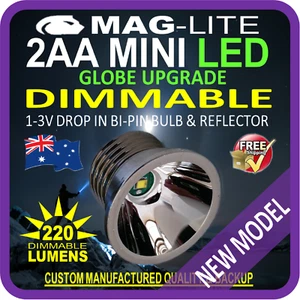 MAGLITE LED UPGRADE MINI AA 220lm DIMMABLE REFLECTOR BULB GLOBE FLASHLIGHT TORCH - Picture 1 of 7
