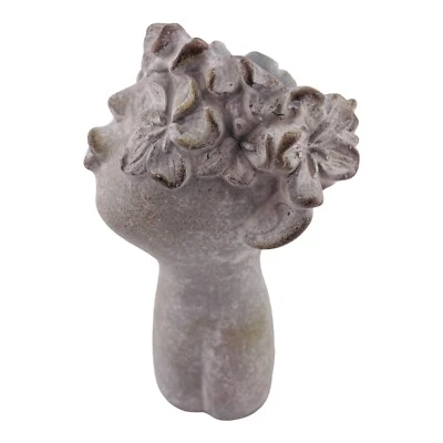 Mini florero jardinera con cabeza de hormigón acabado desgastado cara besándose junior Pucker Up Foto 1 de 4