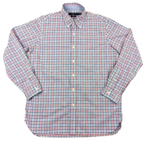 Polo Ralph Lauren Button Down Shirt Pastel Check Plaid Oxford L Preppy Pink Pony - Picture 1 of 17