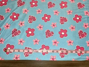 NEW~Fabric~Knit~Cotton~Blue W/Hot Pink Flowers~Fun/Trendy/Clothing/Leggings~BTY - Picture 1 of 1