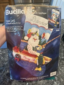 Bucilla 83658 Fishing Santa Felt Applique 18" Diagonal Stocking (45.7cm) Kit - Picture 1 of 3