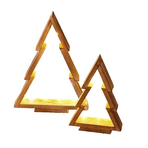 LED Wooden Christmas Tree Light Rustic for Winter Mantel Display Living Room - Picture 1 of 4