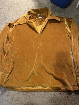 Camisa de manga larga de gamuza marrón naranja ropa deportiva de diseñadores vintage grande Foto 1 de 3