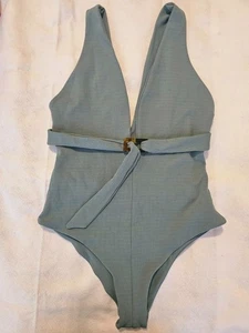 Tavik Green Ribbed Belted One-Piece Swimsuit Women’s Size M - Picture 1 of 6