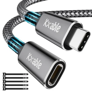 USB C Extension Cable 6 FT, Type-C Male to Female Extender Cord, 6 Feet, Grey - Picture 1 of 7