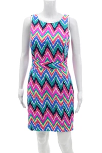 Lily Pulitzer Womens Round Neck Sleeveless Zip Aztec Pattern Dress Multi Size 02 - Picture 1 of 8