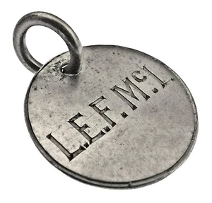 Victorian Silver 3d L.E.F. Mc.L. BRACELET CHARM Engraved LOVE TOKEN 16.5mm - Picture 1 of 5