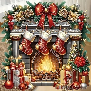 5D Christmas Diamond Painting Kits for Adults Beginner,Diy Christmas Fireplace D - Picture 1 of 7