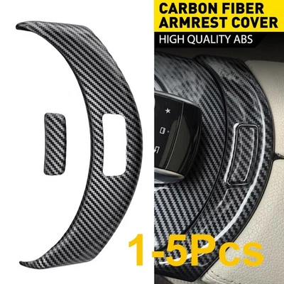 1-5X Carbon Fiber Console Armrest Button Trim For Mercedes Benz C Class 2015-20 - Image 1 of 4