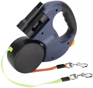 Retractable Lead Leash Double Tangle Dual Doggie 2 Dogs 50 Pounds For Pet Dog UK - Picture 1 of 12